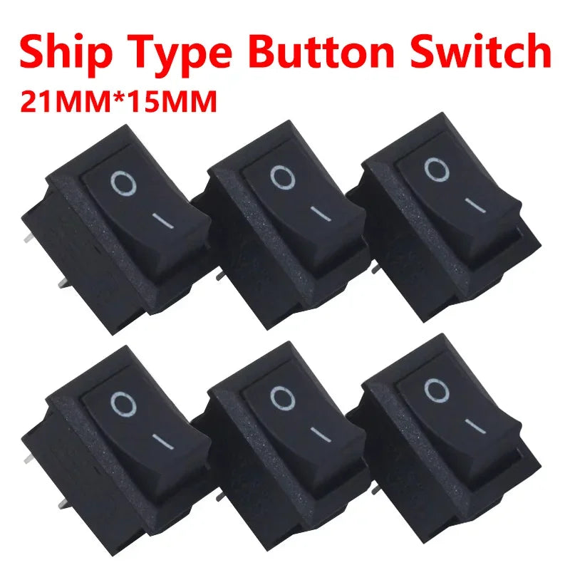 5/20/100PCS KCD1-101 6A 250V 10A 125V Rocker Switch 2 Pin Car Boat Switch ON/OFF Rocker Toggle Switch Black 15X21mm