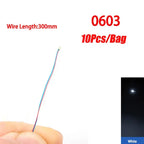 10Pcs/Set DIY Model Kits LED 0402 0603 0805 1206 SMD Lamp Wired Micro LED Chip 3V 30cm Pre-Soldered Miniature Scenes Toy Lights