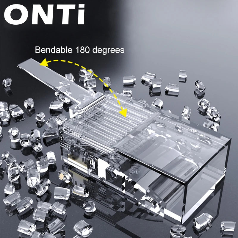ONTi 10/50pcs CAT6 CAT5E Pass Through RJ45 Modular Plug Network Connectors UTP 50μ Gold-Plated 8P8C Crimp End for EthernetCable