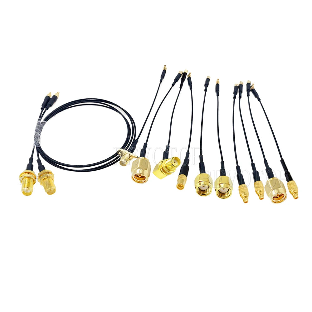 RF1.37 SMA Male Female to MMCX Male 90 Degree FPV Antenna Connector 50 ohm RF Coaxial Extension Jumper OD=1.37 Cable