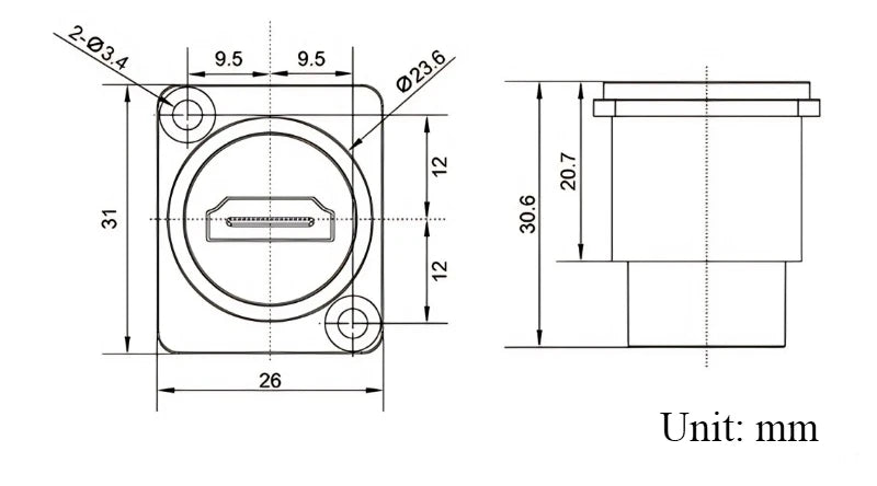 1pc Metal Round/D Type Module RJ45 CAT6&USB 2.0/3.0&Type C&HDMI-Jack Socket Through Network Panel Mounting Electronic Connector