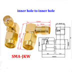1/3/5piece SMA Male Female RF Straight Connector 90 Degree Right Angle Tee Type 3Way Splitter RPSMA To RP-SMA Male Adapter