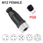 Cloweit IP67 M12 Sensor Connector Waterproof Male&Female Plug Screw Threaded Coupling  3 4 5 8 12 Pin A Type Angle Electrical
