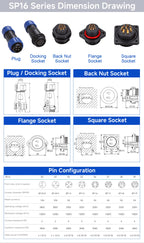 Waterproof Connector SP16-2/3/4/5/6/7/8/9 Pin Plastic Aviation Socket Plug Wire Terminal Block Welding Type