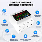 3 Phase Din Rail Voltmeter Ammeter Adjustable Over Under Voltage Current Limit Protection Monitor Relays Protector 63A 100A