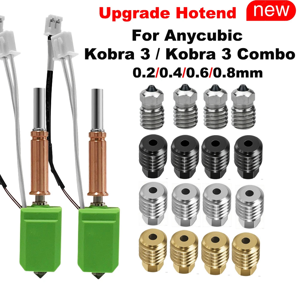 New Upgraded Hotend kit For Anycubic Kobra 3 Bi metal Heatbreak 24V 60W Ceramic Hot End Thermistor Nozzle For Kobra 3 Combo