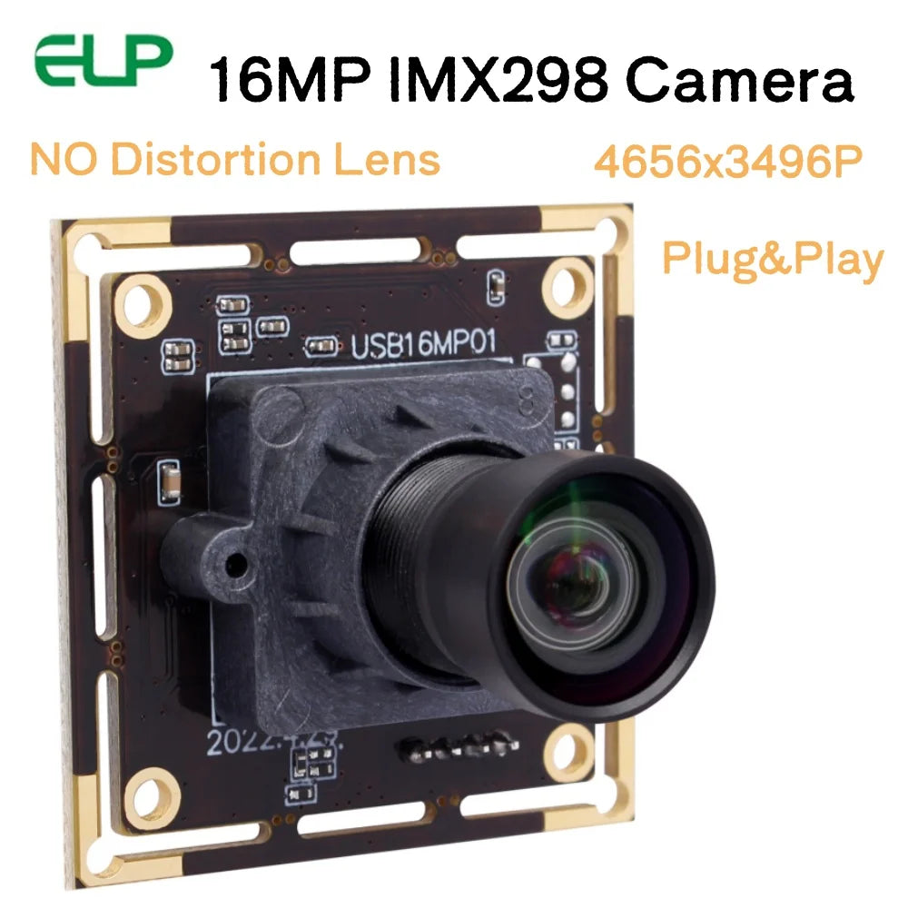 ELP 16MP Mini Webcam IMX298 Color Sensor HD USB Camera Module 4656x3496 Embedded Camera for PC Laptop Computer