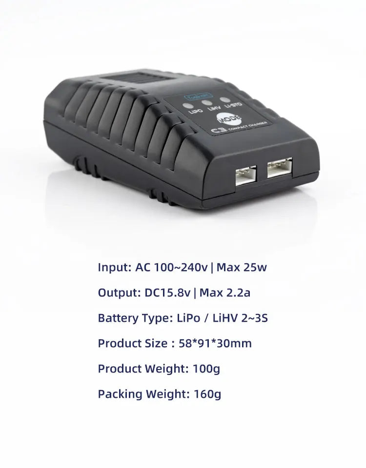ToolkitRC C3 2-3S Lipo LiHV Charge Functionality Convenient One-touch Storage Mode Compact AC Balance Charger for RC Model