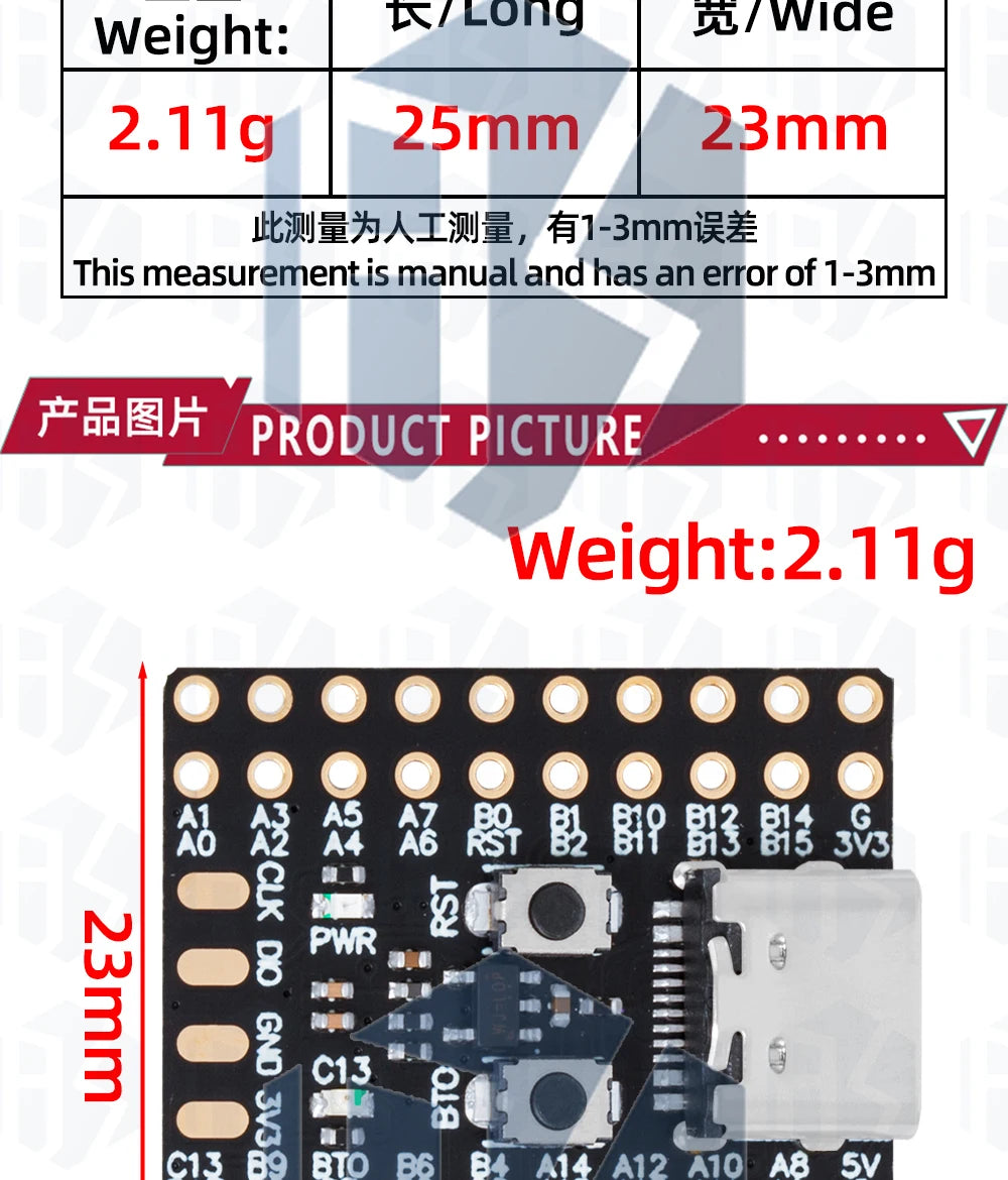 STM32F103C8T6  ch340 ARM Cortex-M3 Core Development Board, 72MHz MCU Module, 64KB Flash 20KB SRAM, 37 GPIO for Arduino