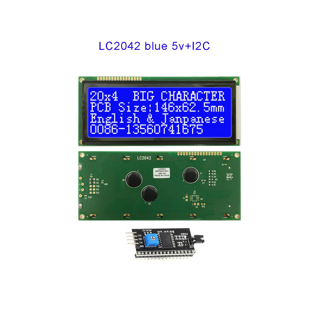 20x4 2004 Big Large Size Character  Lcd Display I2C IIC Blue White Green Size 146x62.5mm 5v LC2042 WH2004L AC204B  SBS02004A0