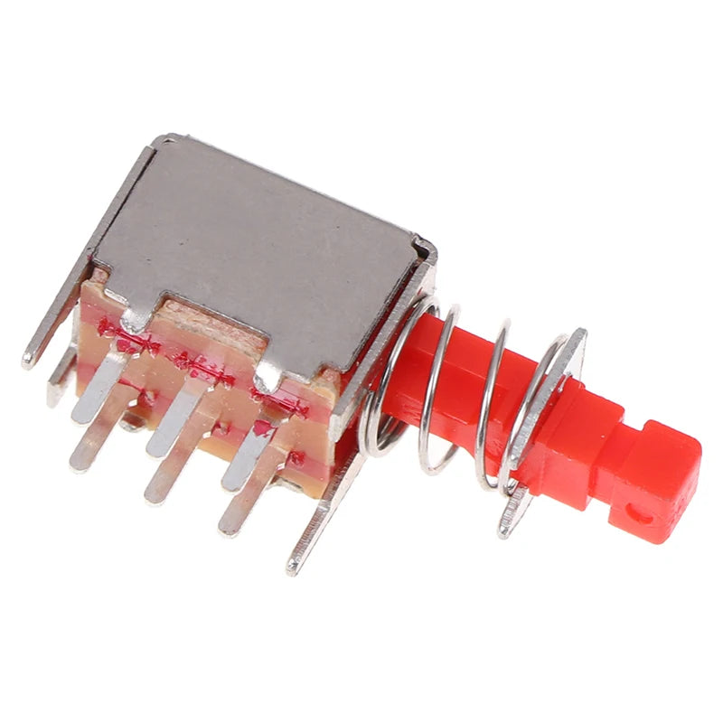10pcs PS-22F03 Right Angle PCB Latching Push Button Switch DPDT Double Pole 6 Pin Self-locking Key Power Switches