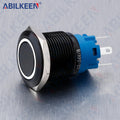ABILKEEN 19mm Black Shell Push Button Switch LED Ring Illuminate Momentary/Latching Function 1NO1NC IP65 Waterproof Push Button