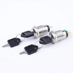 2/3 Positions Rotary Buttons 16/19/22mm Metal Brass Chrome Key Push Selector Switch 2NO2NC Press Without LED 2 keys