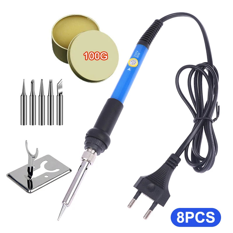 Adjustable Temperature 220V 60W Soldering Iron Set DIY Circuit Welding Repair Tool Household Set Internal Heating Temperature