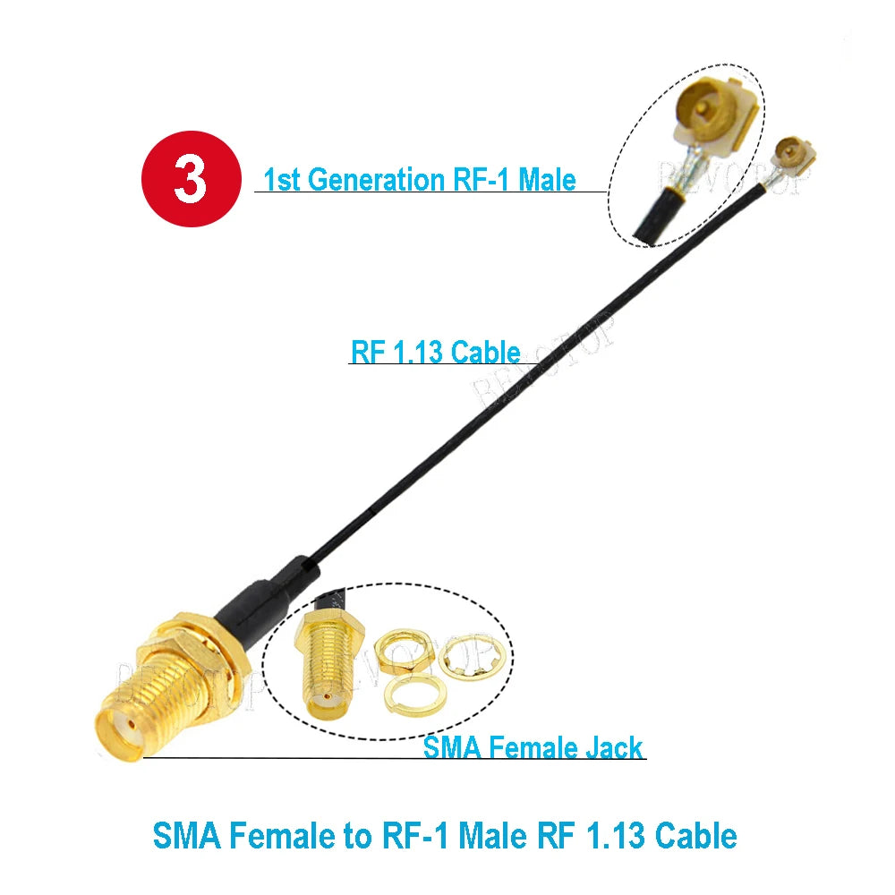 10PCS RF SMA to RF Cable RP-SMA/SMA Female to u.FL/IPX-1 Male Plug Connector WIFI Antenna Jumper RG113 RF1.13 Pigtail