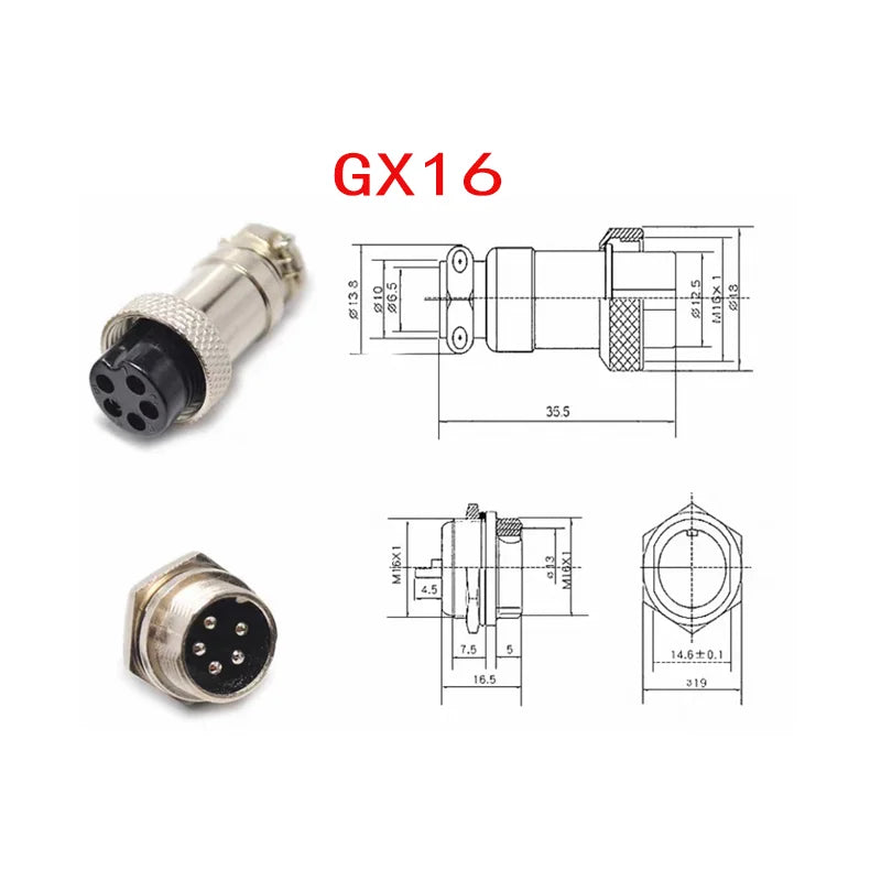 5Set  GX12 GX16 GX20 2 3 4 5 6 7 8 9 10 12 14 15 Pin Docking Aviation Plug Socket Waterproof Circular Connector