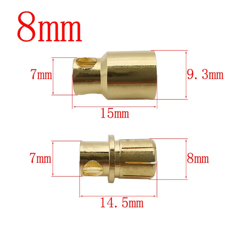 5Pairs Gold Plated 5mm 6mm 8mm Bullet Banana Plug Male Female Connector For ESC Battery Motor