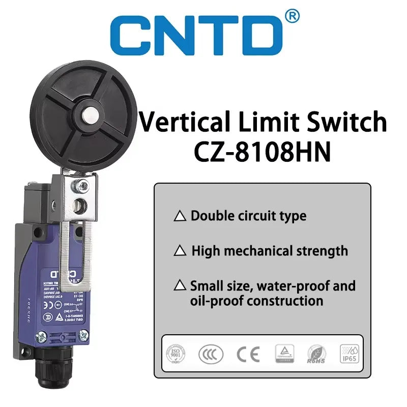 CNTD CZ-8108HN Adjustable Lever Roller Arm Rotary Travel Switch Position Vertical Limit Switch for IP65 Waterproof Switch