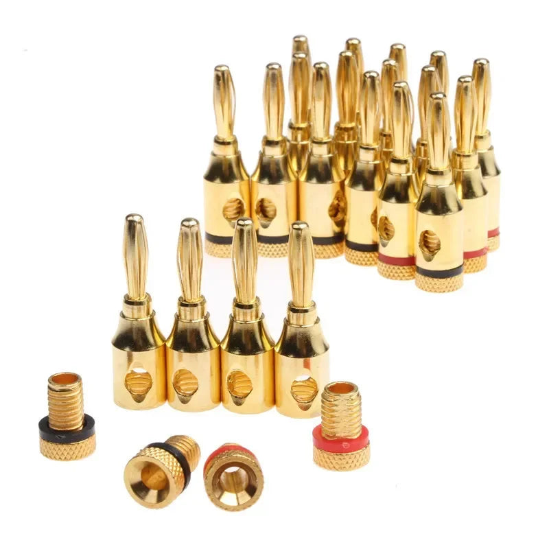20/8Pcs 24k Gold-Plated Banana Plugs 4mm Audio Speaker Connectors for Musical Cables & Speaker Jacks Durable Pin Plugs