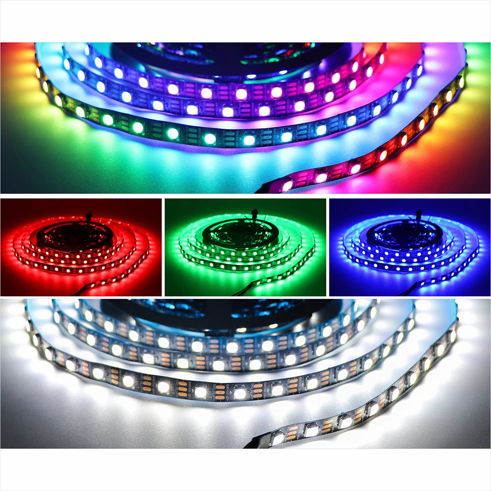 SK6812 RGBW Led Strip Light 4in1 Similar WS2812 12V Individual Addressable RGBWW 1m 5m 30 60 144 LEDs Lights IP30 65 67