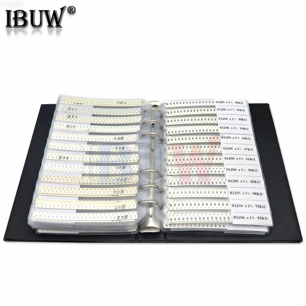 4250PCS 8500PCS 8850PCS 0201 0402 0603 0805 1206 Resistor Sample Book ibuw 1% SMD Assorted Kit 10K 100K 1K 1R 100R 220R