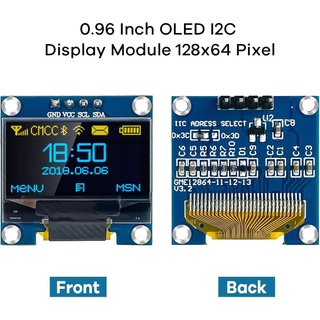 5 Pcs 0.96 Inch OLED I2C IIC Display Module 12864 128x64 Pixel SSD1306 Mini Self-Luminous OLED Screen Board for  Arduino Raspber