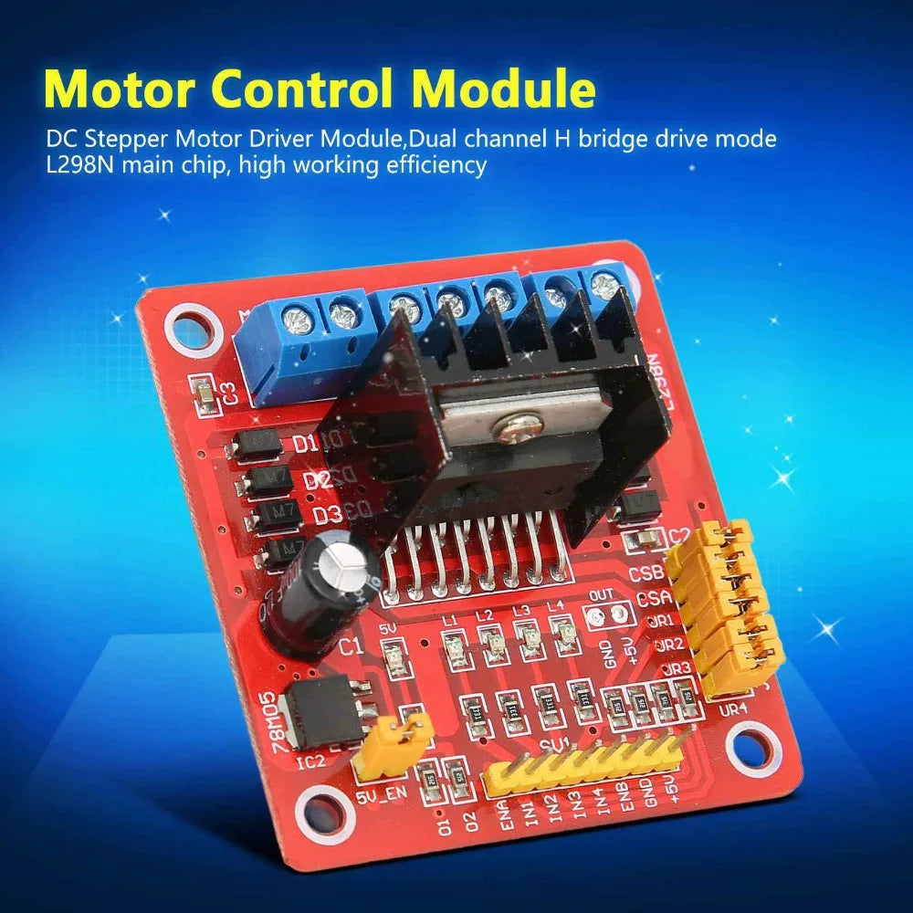 L298N Stepper Motor Driver Module Dual H Bridge 5V-35V DC Motor Controller Board Red Multifunctional DC Stepper Motor Driver