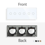 TAWOIA EU Triple 1/2/3/4 Gang 1/2 Way Wall Touch Light Switch 228mm Waterproof Backlight Sensor On/Off Switches
