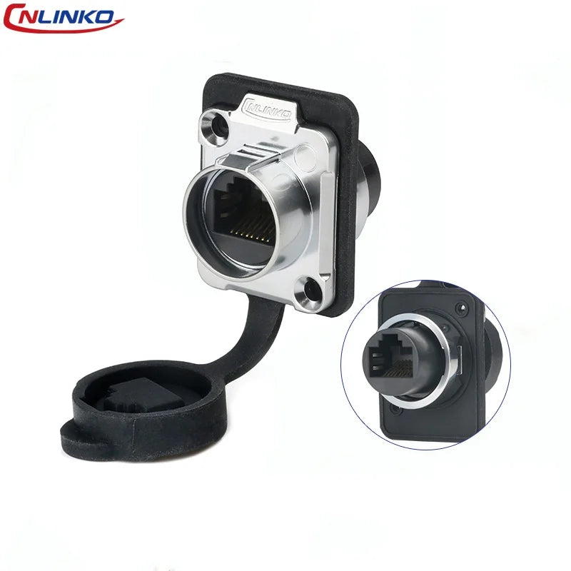 CNLINKO LP16 Waterproof Circular RJ45 Connector 8P8C Male/Female Panel Mount, PBT Push-Pull for Industrial Automation & Marine