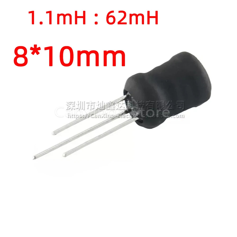 10pcs 3 Pin Ferrite Coil I Shaped Alarm Buzzer Boost Booster Step Up Inductor Inductance Choke Filter Drum Core Radial