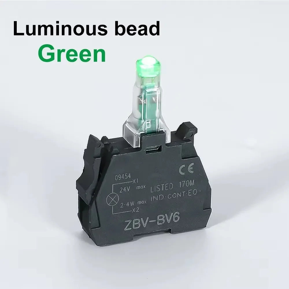 XB4 Double Button Switch with Light 22mm Emergency Stop Button Switch Momentary Self Reset Mushroom Power Push Button Switch 10A