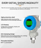 Waterproof LCD Pressure Transmitter Sensor 0-100bar 0-300bar 0-600bar M20*1.5 EX Proof Digital Pressure Sensor Transducer 4-20mA