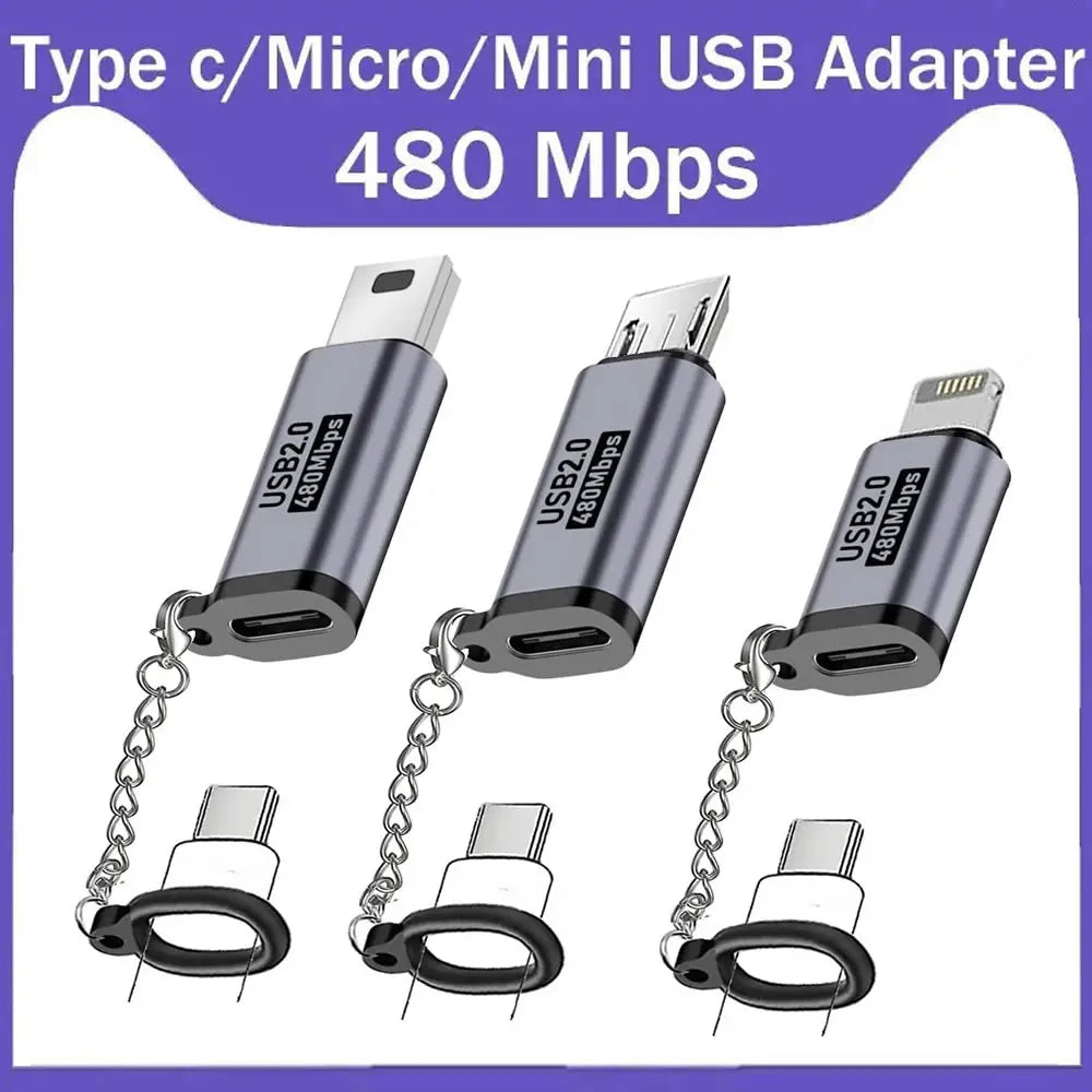 Type C Adapter USB C To Micro To Mini USB Female Converters For iPhone 14 13 Xiaomi Samsung For Lightning Male Charger Adapter