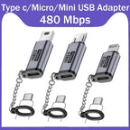 Type C Adapter USB C To Micro To Mini USB Female Converters For iPhone 14 13 Xiaomi Samsung For Lightning Male Charger Adapter