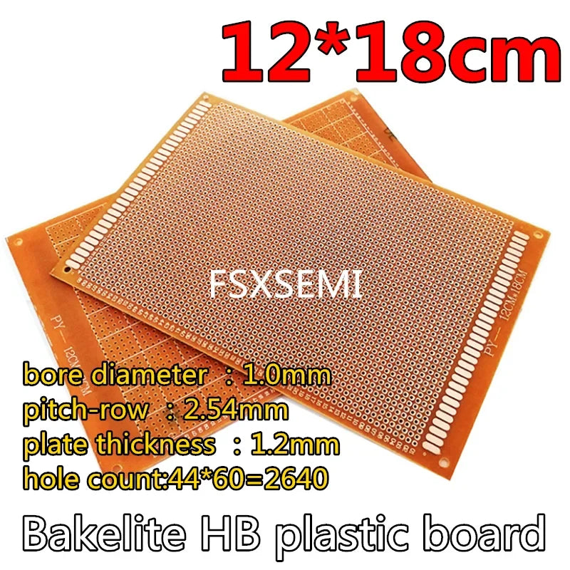 1pcs Bakelite Universal circuit test board HB plastic board 2.54MM PCB 5x7 7x9 9x15 10x15 10x22 12x18 13x25 15x18 18x30cm