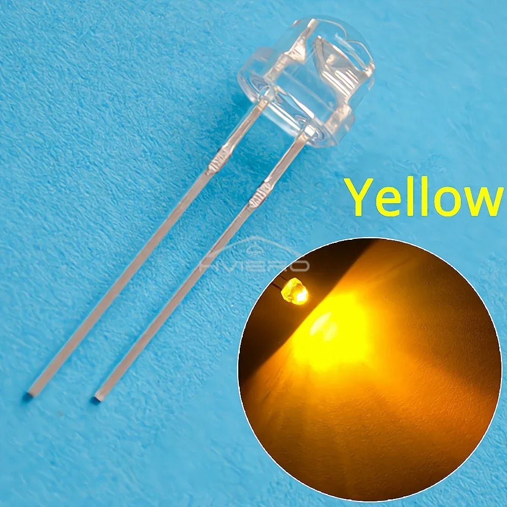F5 5mm Straw Mini Hat Emitting Diode Ultra Bright Water Clear Light Bead White Blue Green Yellow Red Wide Angle LED Bulb