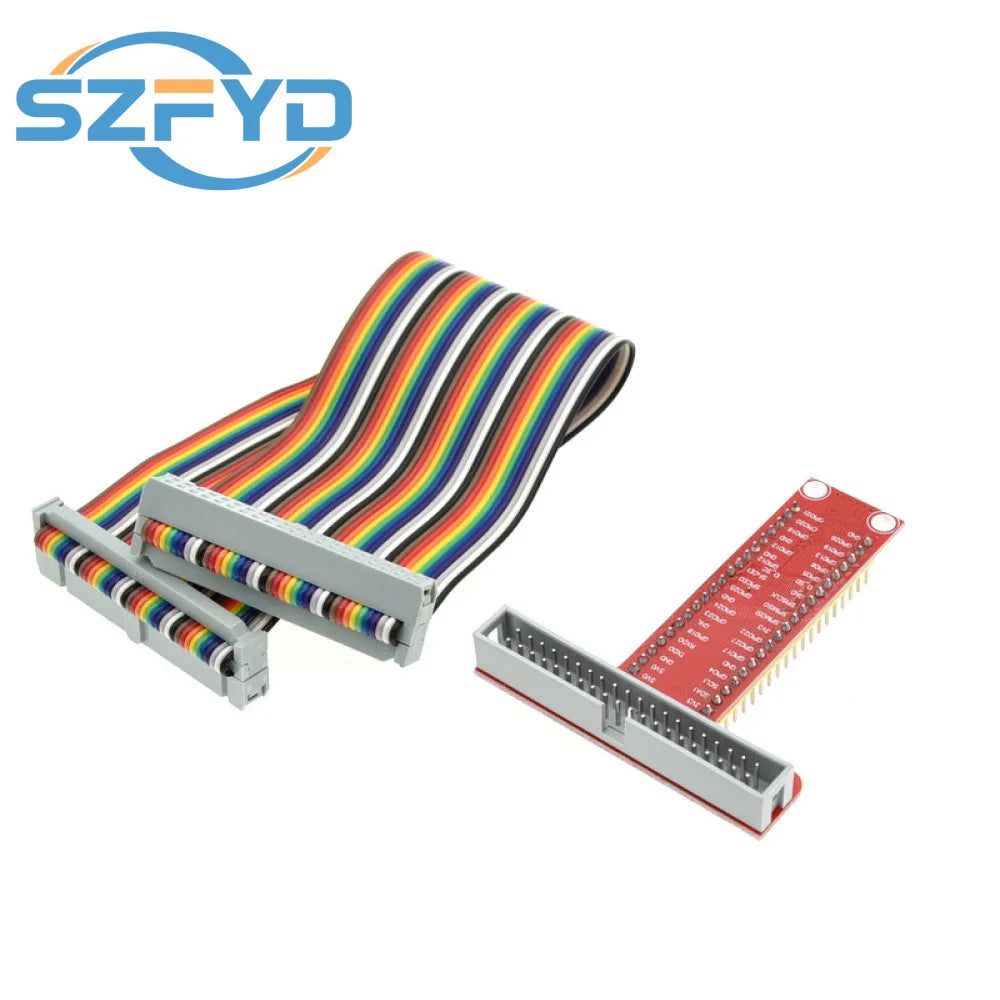 T-Type GPIO Expansion Board + 40-Pin Ribbon Cable for Raspberry Pi 4 3 2 B+ Compatible with Breadboard DIY