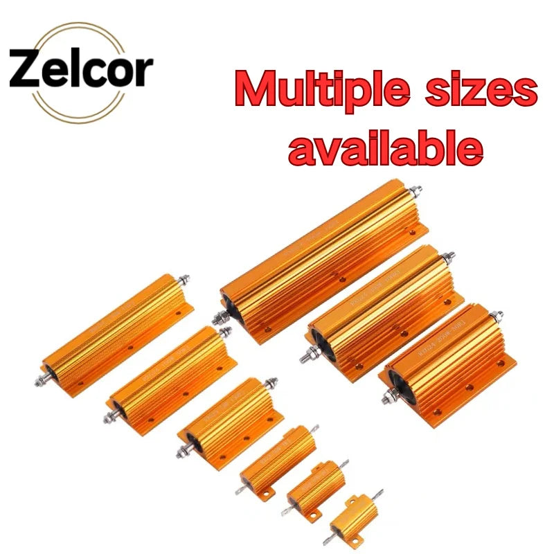 RX24 10W 25W 50W Aluminum Power Metal Case Wirewound Resistor RX24 Resistor 1R 2R 5R 10R 1K 5K 10K 20K Aluminium Gold Resistor