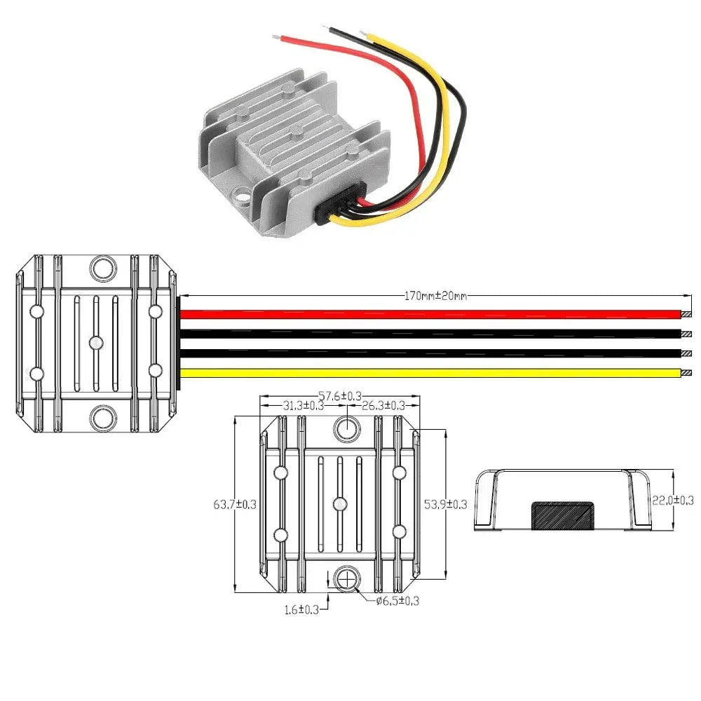 24V to 12V 5A 10A 20A Reliable DC Power Converter Step Down Voltage Regulator 24 Volt to 12 Volt Buck Module for Cars Solar