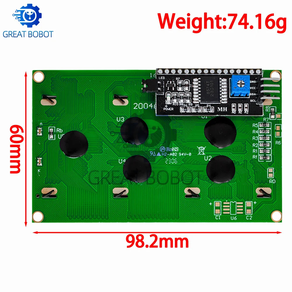 BS LCD2004+I2C 2004 20x4 2004A blue screen HD44780 Character LCD /w IIC/I2C Serial Interface Adapter Module For Arduino Module