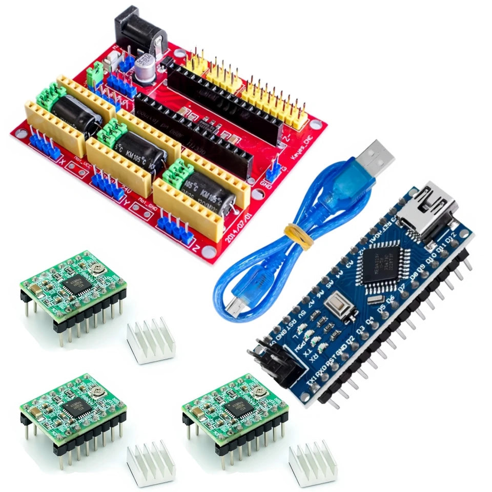CNC Shield V4 Engraving machine 3D Printer + Nano 3.0 with USB cable+3pcs A4988 / DRV8825 Reprap Stepper Drivers Set For Arduino
