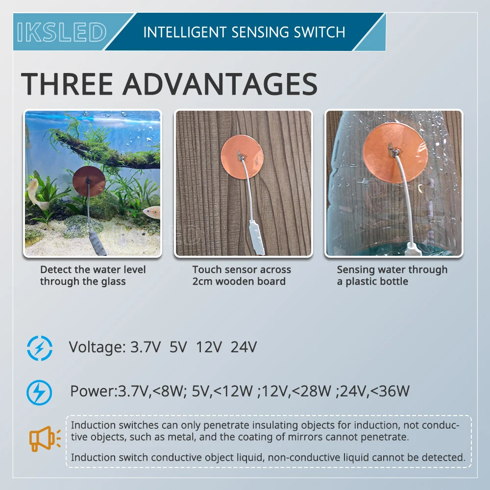 5V12V Mini Touch Sensor Switch Without Opening, Penetrating Wood Board, Glass Sensor, Copper Foil, Self-Adhesive Jog Reset