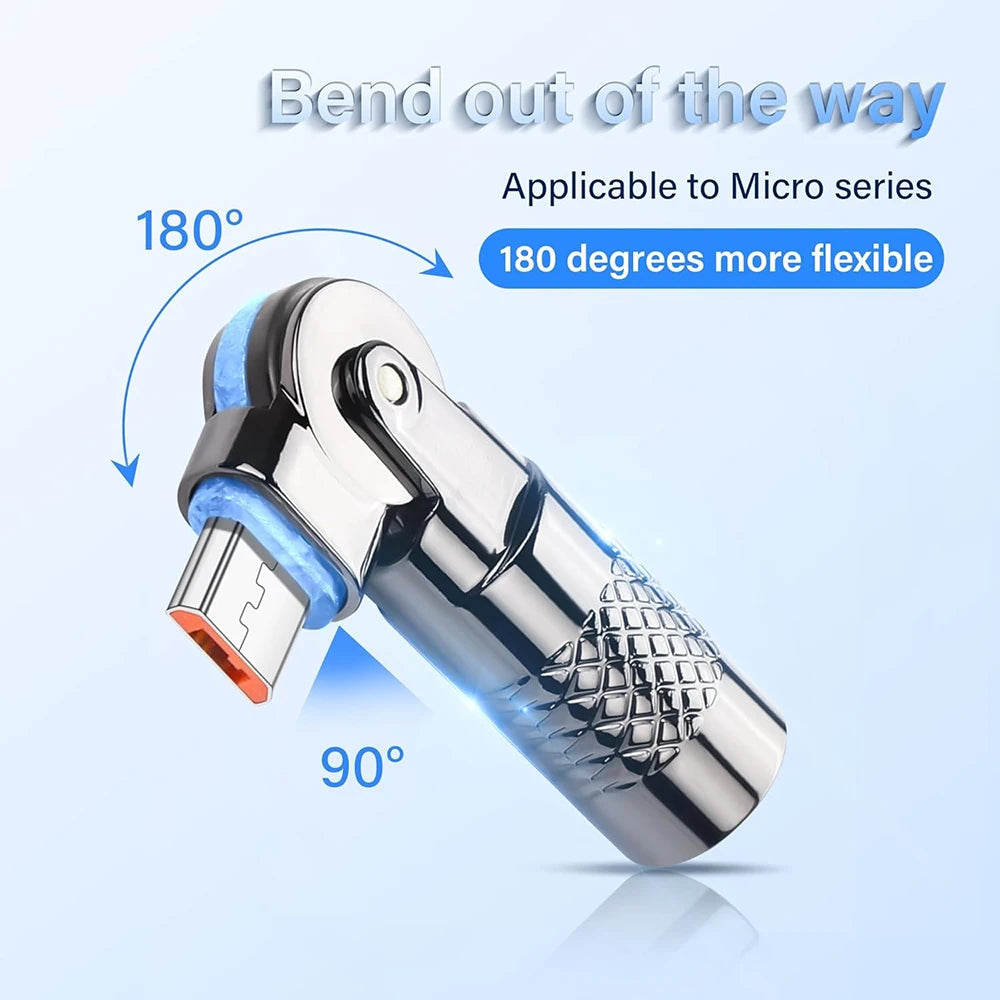 180 Degree Rotation Micro-usb to USB C Adapter Micro 5Pin Male to Type-C Female Data & Charging Connector for Android Phone