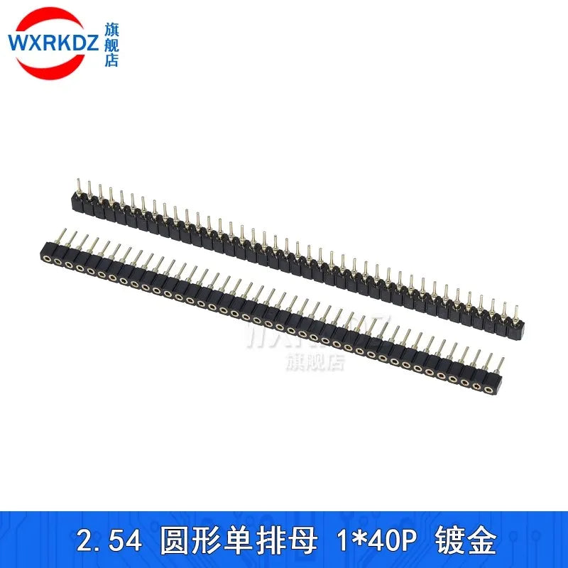 1x40P 1.27mm 2.0mm 2.54mm Round Hole Male Tin Gold Female Pin Header Single Row 0.1" Breakable PCB IC Crystal Transistor Socket