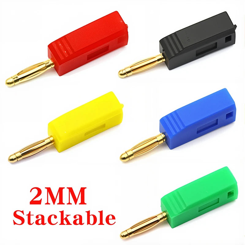 10PCS 2MM Banana Plug Gold Plating Stackable Electrical Terminal Banana Connector