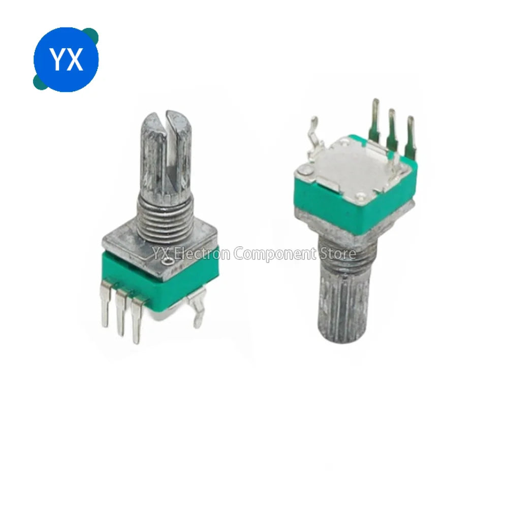 100PCS RK097 Precision Linear Potentiometer Vertical Single Link Shank 15mm D axis B2K B10K B20K B50K B100K B500K B1M
