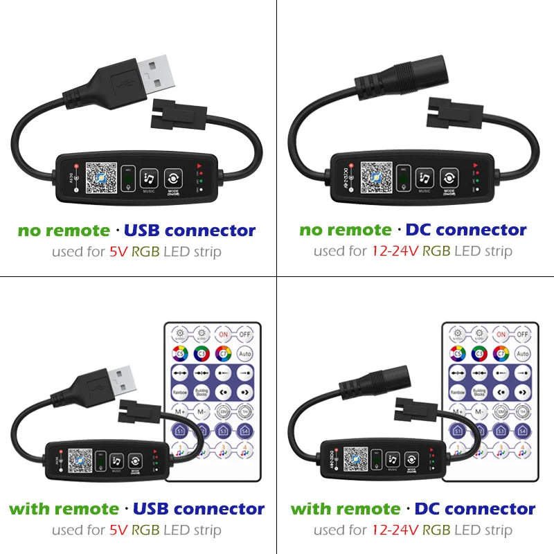 WS2811 WS2812B Bluetooth LED Pixels Strip Controller for Dream Color Tape Lights BT APP Music Control 28Keys Remote Controller