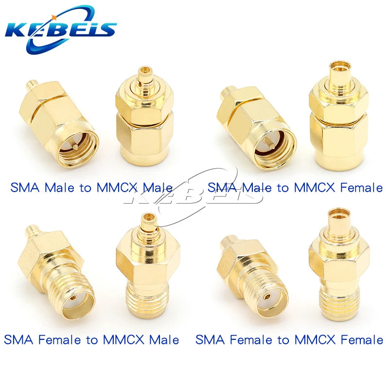 1Pcs SMA to MCX/MMCX Adapter MMCX to SMA Male Plug & Female Jack Straight RF Coaxial Antenna Connector Kit High Quality KEBEIS