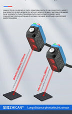 ZHICAN ZC3E Long Range Photoelectric Sensor 2m Diffuse Reflective Switch NPN NO 24V DC Object Detection
