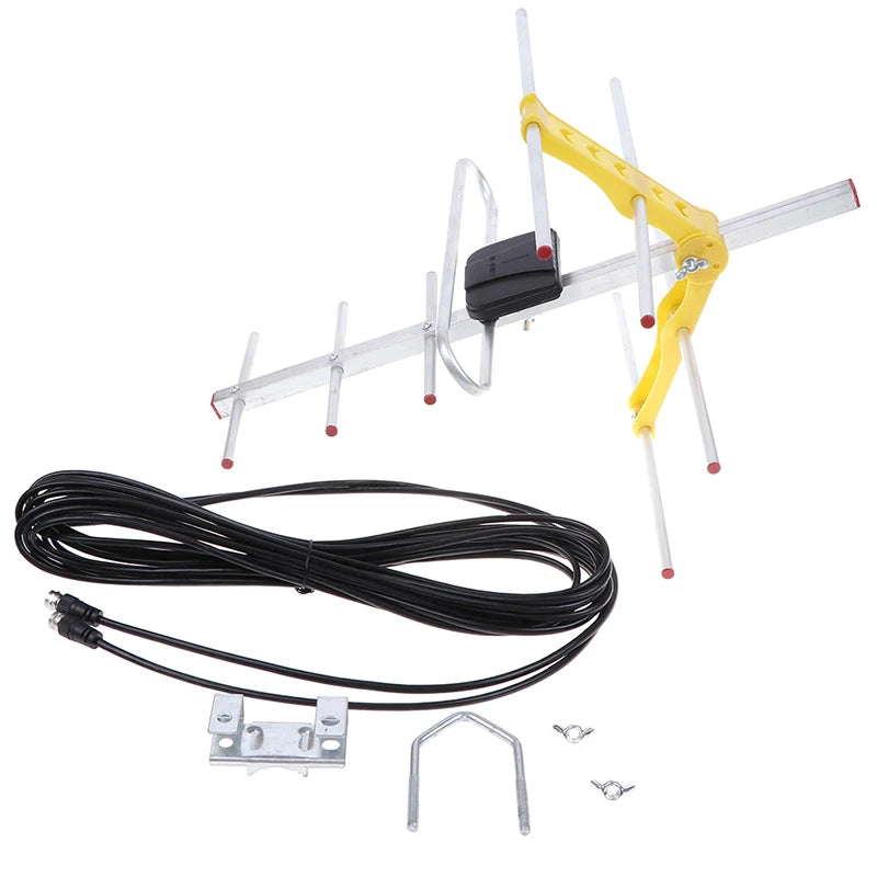 Outdoor 100Mile Amplified 8 Yagi Antenna HD TV 10dB Long Range UHF/VHF/FM HDTV